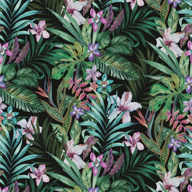 Photo of the fabric Jardin Trop. Panel 8134 8134 72 35 swatch by Casadeco. Use for Wall Covering, Wall Panel/Mural
