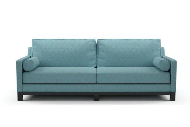 Photo of the fabric Tapa Aqua swatch by James Dunlop. Use for Upholstery, Accessory. Style of Geometric