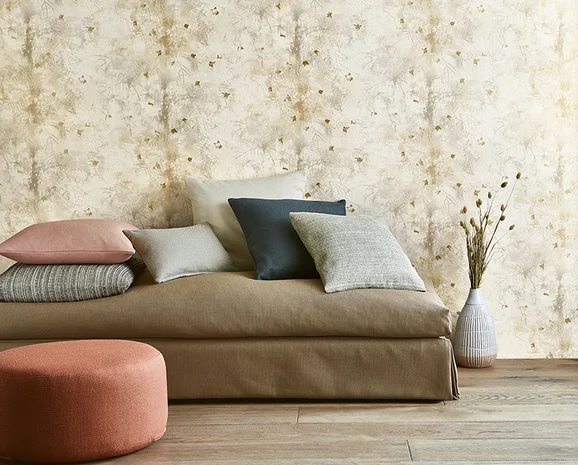 Photo of the fabric Palma Easyclean V3372 02 in situ by Villa Nova. Use for Upholstery, Accessory. Style of Plain