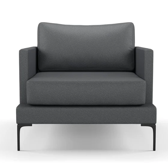 Photo of the fabric Como Slate swatch by Mokum. Use for Upholstery, Accessory. Style of Plain, Texture