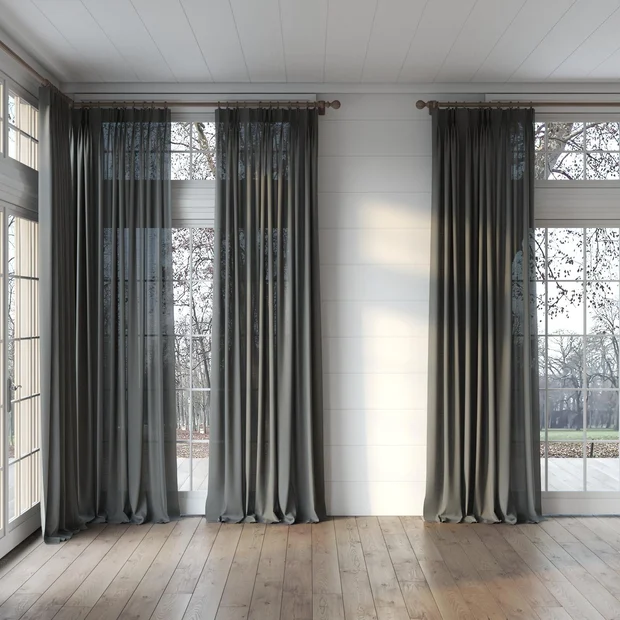 Photo of the fabric Envoy 2 Storm 320cm swatch by James Dunlop Essentials. Use for Curtains, Accessory, Top of Bed. Style of Plain, Texture