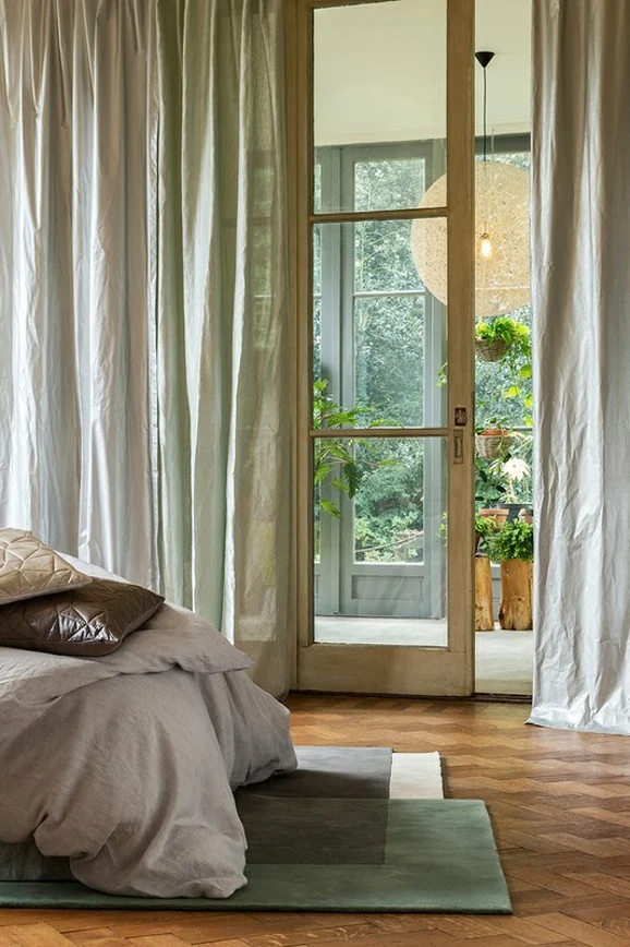 Photo of the fabric Nova 14474 415 in situ by Fischbacher 1819. Use for Sheer Curtains. Style of Plain, Sheer