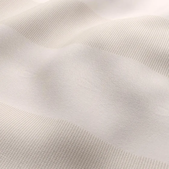 Photo of the fabric Borneo Uncoated Blush swatch by James Dunlop. Use for Curtains, Accessory, Top of Bed. Style of Stripe