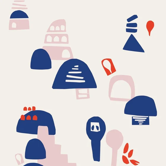 Photo of the fabric Village Panel 8631 8631 42 54 swatch by Casadeco. Use for Wall Covering, Wall Panel/Mural. Style of Abstract