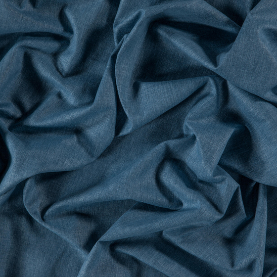 Photo of the fabric Navarra Denim swatch by Zepel. Use for Curtains, Upholstery, Accessory, Top of Bed. Style of Plain, Taffeta