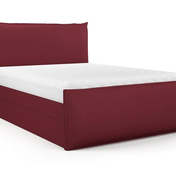 Photo of the fabric Como Bordeaux swatch by Mokum. Use for Upholstery, Accessory. Style of Plain, Texture