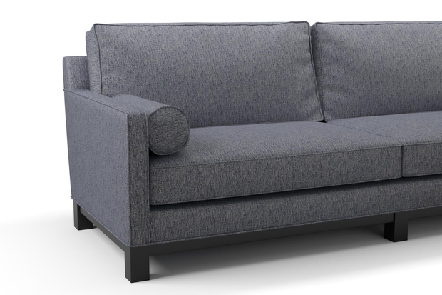 Photo of the fabric Omni Marine swatch by James Dunlop FibreGuard. Use for Upholstery, Accessory, Top of Bed. Style of Plain, Texture