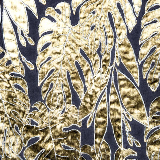 Photo of the fabric Selva 14635 503 swatch by Fischbacher 1819. Use for Curtains. Style of Floral And Botannical, Velvet