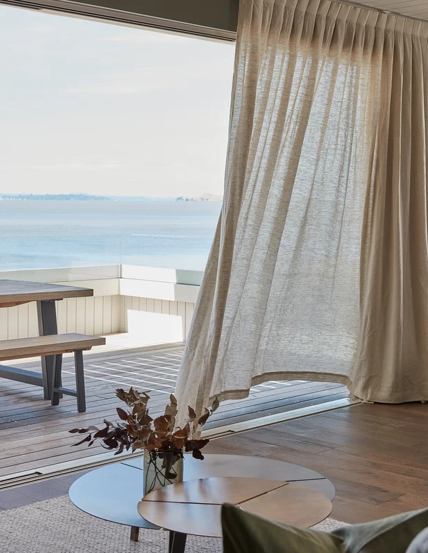 Photo of the fabric Kyoto Mist in situ by James Dunlop. Use for Curtains. Style of Plain, Texture