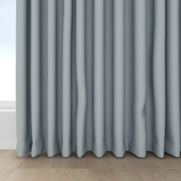 Photo of the fabric Satori Stonewash Copenhagen swatch by Mokum. Use for Curtains, Upholstery Light Duty, Accessory, Top of Bed. Style of Plain, Texture