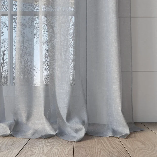 Photo of the fabric Tempest Storm swatch by Mokum. Use for Sheer Curtains. Style of Plain, Sheer