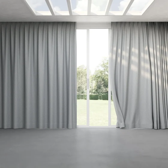 Photo of the fabric Bora Bora Glacier swatch by Mokum FibreGuard. Use for Curtains, Upholstery, Accessory. Style of Plain, Texture