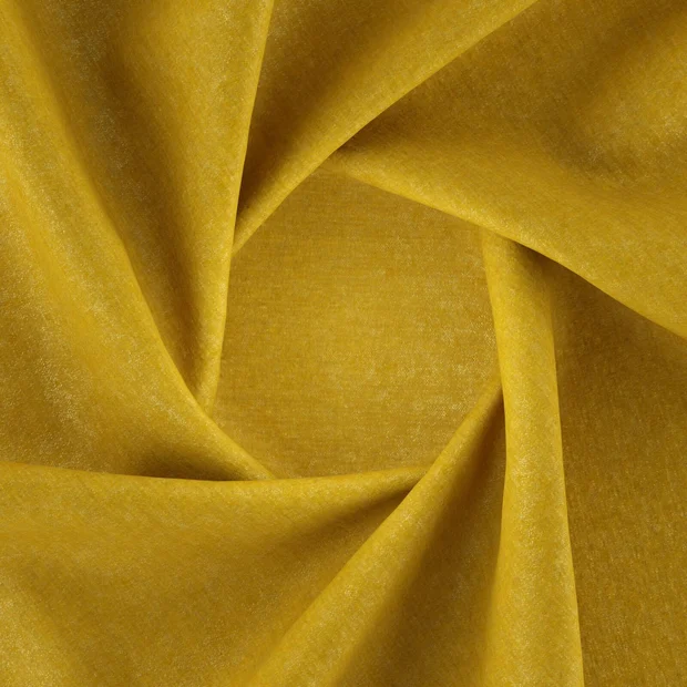Photo of the fabric Drama Gold swatch by Zepel FibreGuard. Use for Curtains, Upholstery, Accessory, Top of Bed. Style of Chenille, Plain