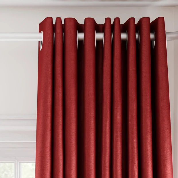 Photo of the fabric Stallion 2 Blackout Vino swatch by James Dunlop Essentials. Use for Curtains. Style of Plain, Texture