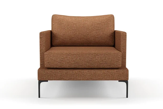Photo of the fabric Gabrielle Cherrywood swatch by Mokum FibreGuard. Use for Upholstery, Accessory, Top of Bed. Style of Plain, Texture