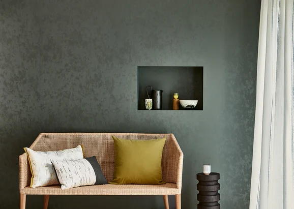 Photo of the fabric Alumina Wallpaper W625 05 in situ by Villa Nova. Use for Wall Covering. Style of Plain, Print