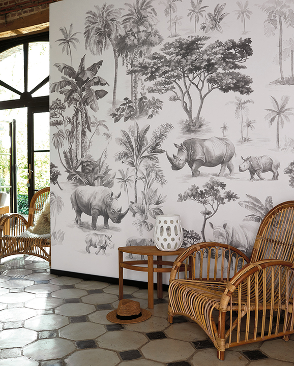 Photo of the fabric Sweet Saf. Panel 10153 10153 99 11 in situ by Casadeco. Use for Wall Covering, Wall Panel/Mural