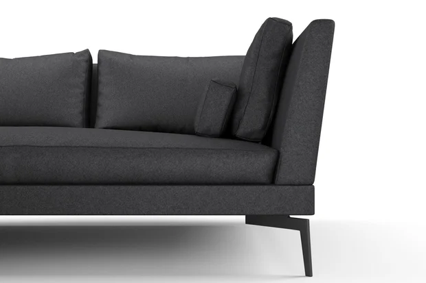 Photo of the fabric Prato Charcoal swatch by Mokum. Use for Upholstery, Accessory. Style of Plain, Texture