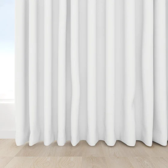 Photo of the fabric Satori Stonewash Whitewash swatch by Mokum. Use for Curtains, Upholstery Light Duty, Accessory, Top of Bed. Style of Plain, Texture