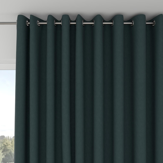 Photo of the fabric Satori Stonewash Petrol swatch by Mokum. Use for Curtains, Upholstery Light Duty, Accessory, Top of Bed. Style of Plain, Texture