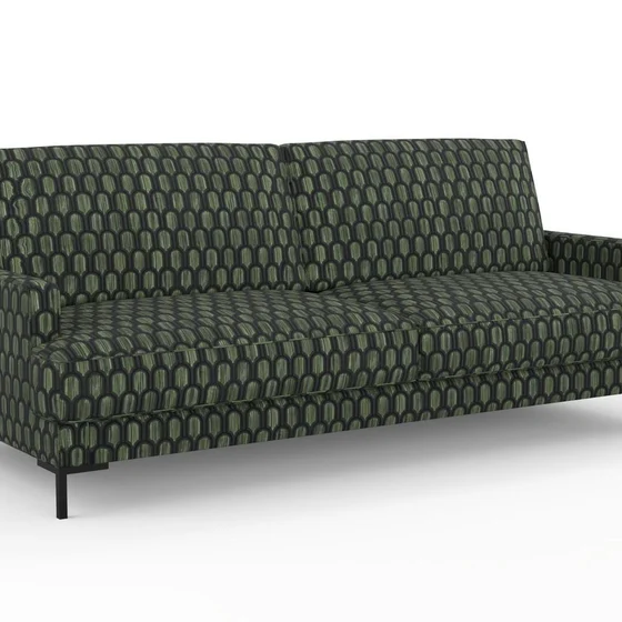 Photo of the fabric Beverly Hills Emerald swatch by Catherine Martin by Mokum. Use for Upholstery, Accessory. Style of Geometric, Velvet