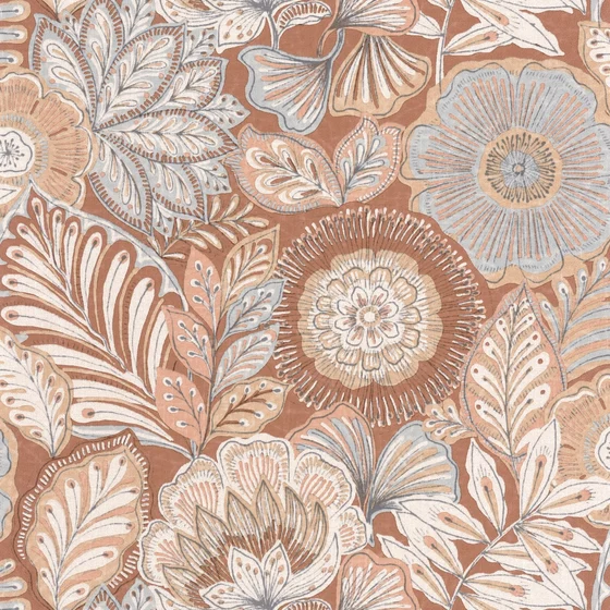 Photo of the fabric Batik Wallpaper 8815 8815 34 82 swatch by Casadeco. Use for Wall Covering. Style of Floral And Botannical