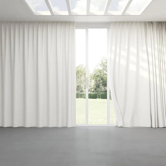 Photo of the fabric Azulejo Calico swatch by Mokum. Use for Curtains, Accessory. Style of Traditional
