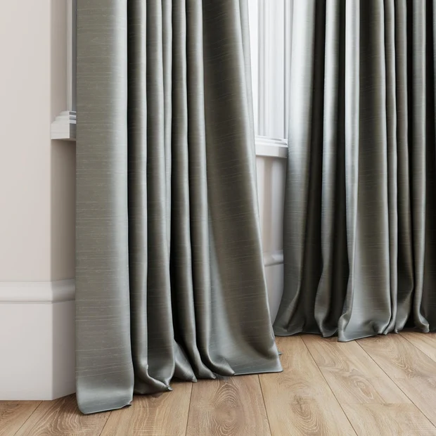 Photo of the fabric Luxe Carbon swatch by James Dunlop Essentials. Use for Curtains, Accessory, Top of Bed. Style of Plain, Texture