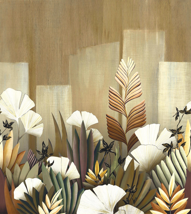 Photo of the fabric Icho Wpanel 7129 7129 0268 swatch by Casamance. Use for Wall Covering, Wall Panel/Mural. Style of Floral And Botannical, Texture
