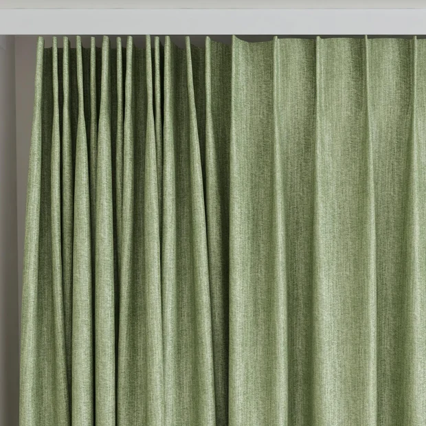 Photo of the fabric Trezor Laurel swatch by James Dunlop FibreGuard. Use for Curtains, Upholstery, Accessory. Style of Chenille, Plain