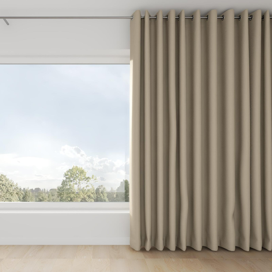 Photo of the fabric Satori Stonewash Jute swatch by Mokum. Use for Curtains, Upholstery Light Duty, Accessory, Top of Bed. Style of Plain, Texture