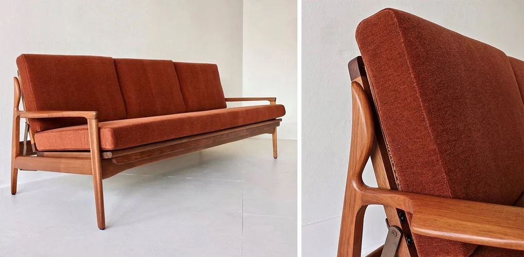 Fler Narvik lounge in Alpaca Velvet Burnt Orange by Mokum