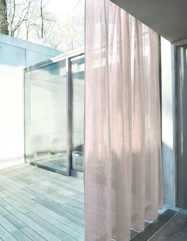 Photo of the fabric Allusion Nougat in situ by Zepel. Use for Sheer Curtains. Style of Plain, Sheer
