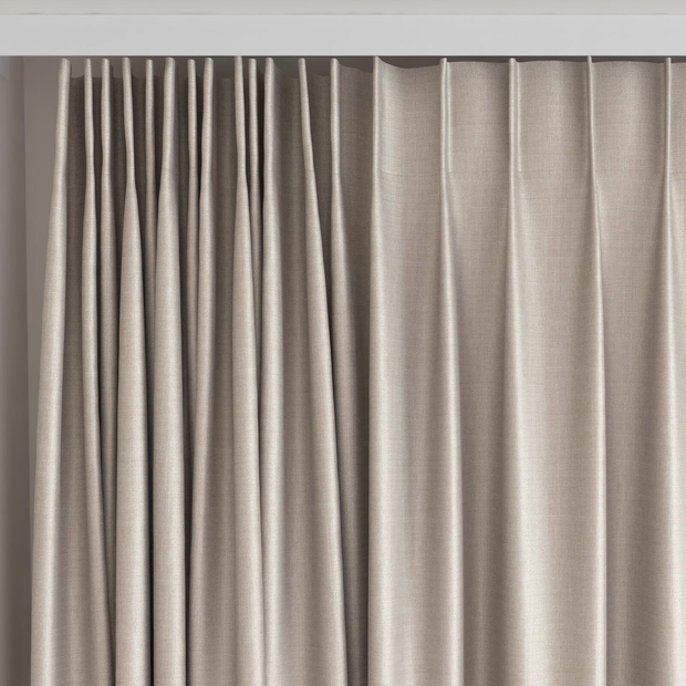Photo of the fabric Stallion 2 Blackout Fawn swatch by James Dunlop Essentials. Use for Curtains. Style of Plain, Texture