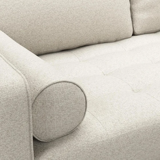 Photo of the fabric Omni Flax swatch by James Dunlop FibreGuard. Use for Upholstery, Accessory, Top of Bed. Style of Plain, Texture