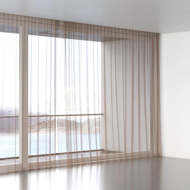 Photo of the fabric Makai (JDG) Copper swatch by Mokum. Use for Sheer Curtains. Style of Plain, Sheer