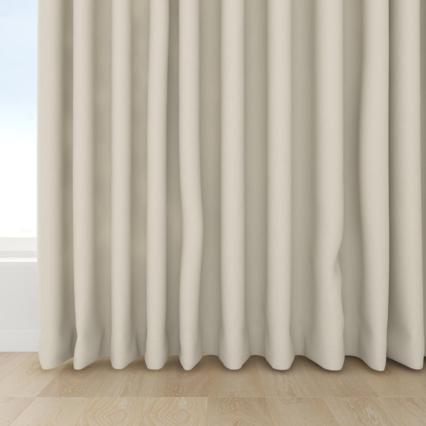Photo of the fabric Satori Stonewash Chalk swatch by Mokum. Use for Curtains, Upholstery Light Duty, Accessory, Top of Bed. Style of Plain, Texture