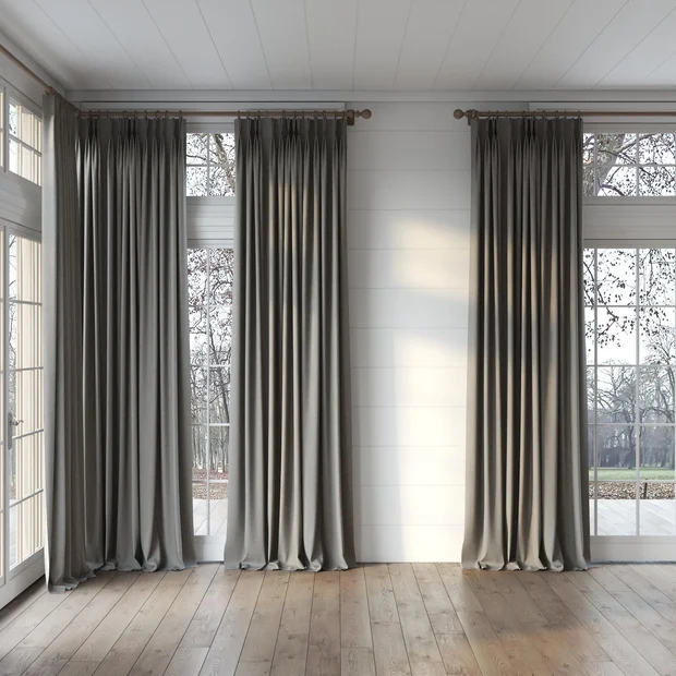 Photo of the fabric Envoy 2 Coffee 320cm swatch by James Dunlop Essentials. Use for Curtains, Accessory, Top of Bed. Style of Plain, Texture
