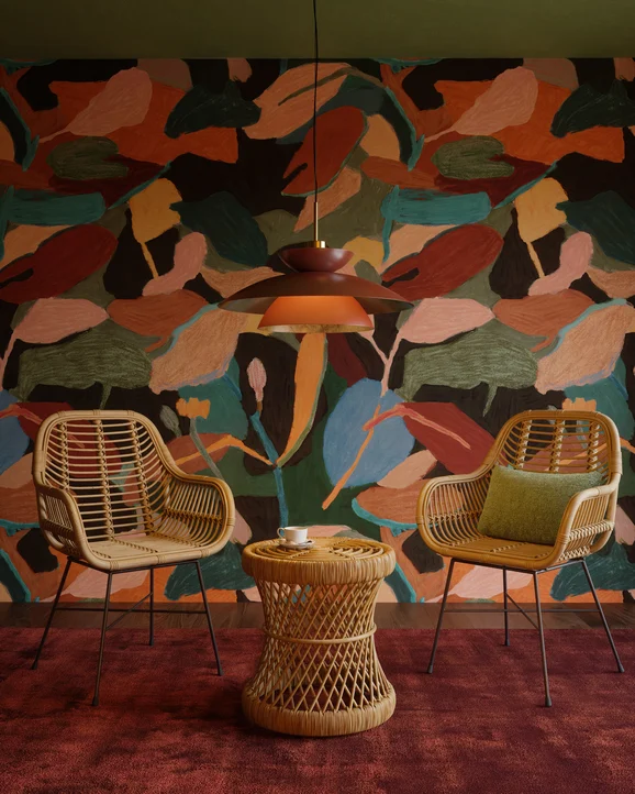 Photo of the fabric Tagua W/Panel 600106 607 in situ by Fischbacher 1819. Use for Wall Covering, Wall Panel/Mural. Style of Abstract, Leather And Vinyl