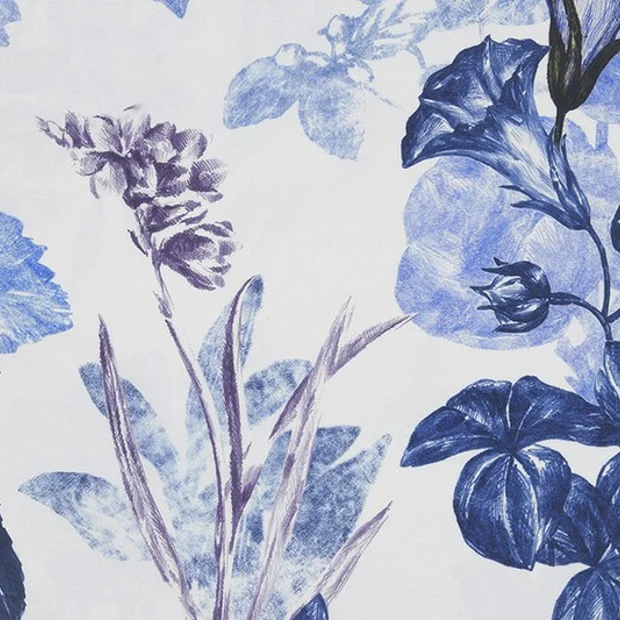 Photo of the fabric Floralpin 14517 701 swatch by Fischbacher 1819. Use for Curtains, Accessory. Style of Floral And Botannical, Print