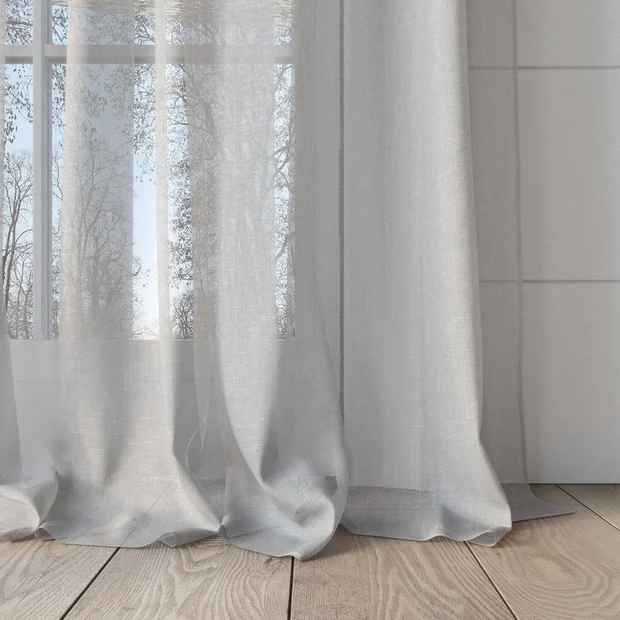 Photo of the fabric Distill Almond swatch by James Dunlop Essentials. Use for Sheer Curtains. Style of Plain, Sheer