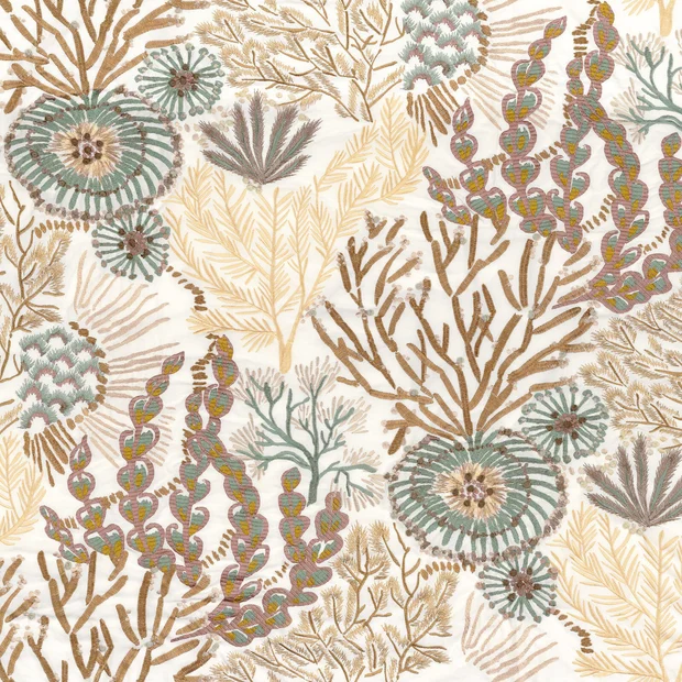 Photo of the fabric Moana 4526 4526 0127 swatch by Casamance. Use for Curtains, Accessory. Style of Embroidery, Floral And Botannical