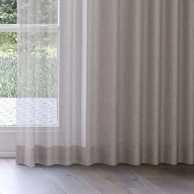 Photo of the fabric Mayfair Tobacco swatch by James Dunlop. Use for Sheer Curtains. Style of Sheer, Stripe