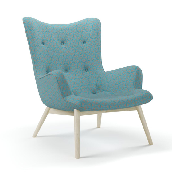 Photo of the fabric Tapa Aqua swatch by James Dunlop. Use for Upholstery, Accessory. Style of Geometric