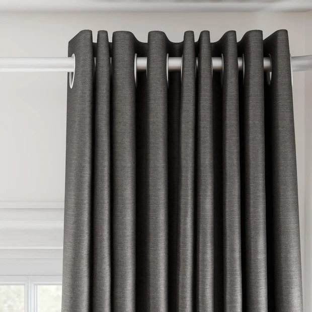 Photo of the fabric Provence Pewter swatch by James Dunlop Essentials. Use for Curtains, Upholstery, Accessory, Top of Bed. Style of Plain, Texture
