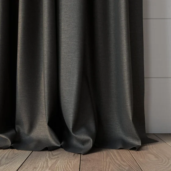 Photo of the fabric Eclipse FR Blackout Charcoal swatch by James Dunlop. Use for Curtains. Style of Blackout, Plain