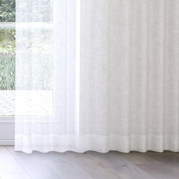 Photo of the fabric Coastal Blanc swatch by James Dunlop Essentials. Use for Sheer Curtains. Style of Plain, Sheer