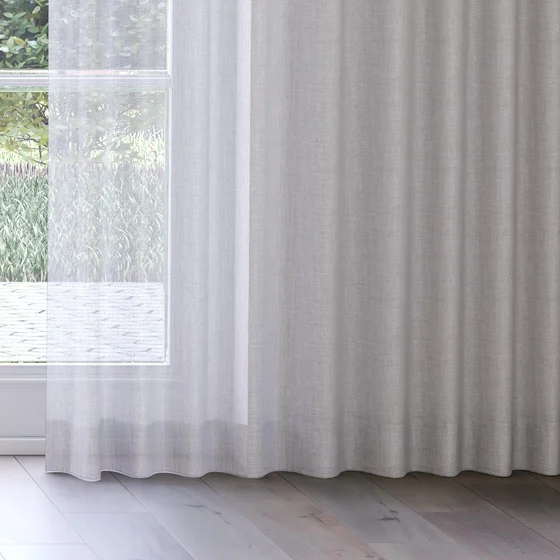 Photo of the fabric Mayfair Chrome swatch by James Dunlop. Use for Sheer Curtains. Style of Sheer, Stripe