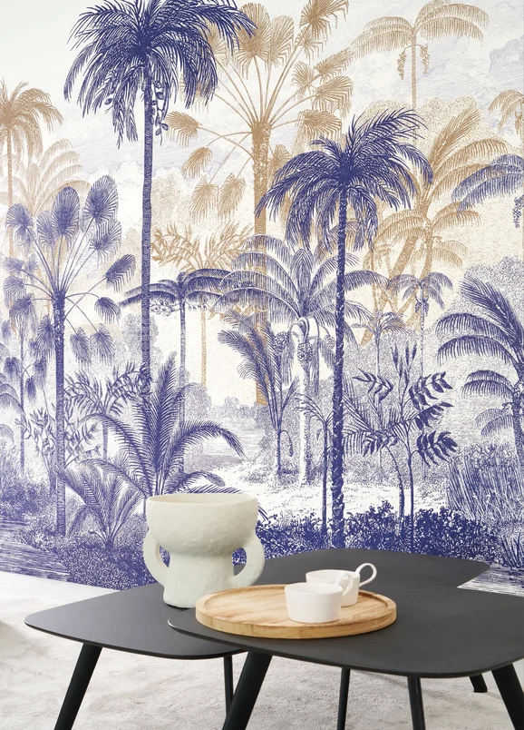 Photo of the fabric Bosque - M W/Panel 8645 8645 68 65 in situ by Casadeco. Use for Wall Covering, Wall Panel/Mural. Style of Floral And Botannical