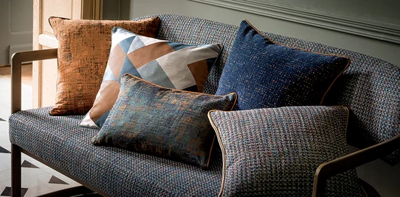 Photo of the fabric Structure 4231 4231 0222 in situ by Casamance. Use for Upholstery, Accessory. Style of Texture